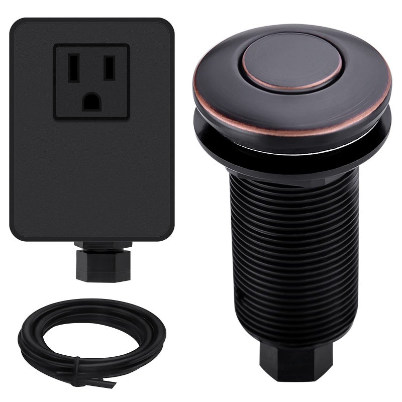SINKINGDOM Garbage Disposal Air Switch Kit with with Long Button, Oil Rubbed Bronze (Brass Cover) - Image 1